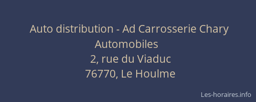 Auto distribution - Ad Carrosserie Chary Automobiles