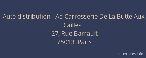 Auto distribution - Ad Carrosserie De La Butte Aux Cailles