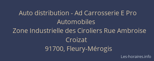Auto distribution - Ad Carrosserie E Pro Automobiles