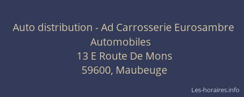 Auto distribution - Ad Carrosserie Eurosambre Automobiles