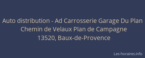 Auto distribution - Ad Carrosserie Garage Du Plan