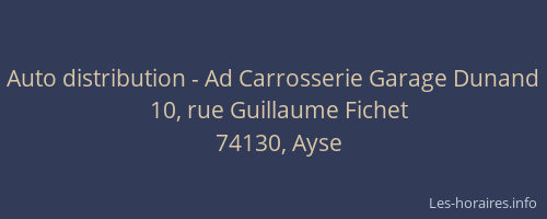 Auto distribution - Ad Carrosserie Garage Dunand