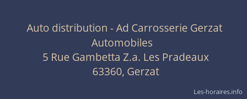 Auto distribution - Ad Carrosserie Gerzat Automobiles