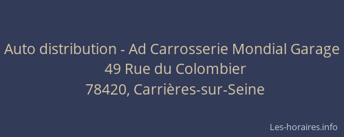 Auto distribution - Ad Carrosserie Mondial Garage