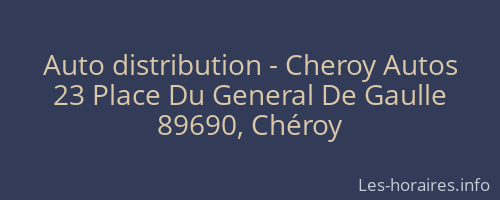 Auto distribution - Cheroy Autos