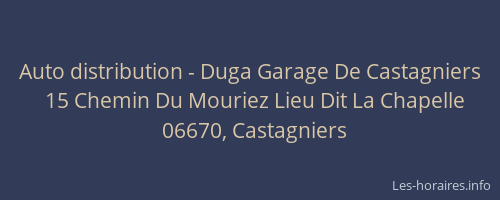 Auto distribution - Duga Garage De Castagniers