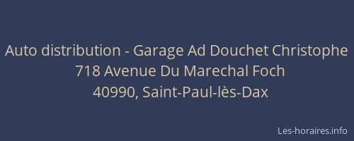 Auto distribution - Garage Ad Douchet Christophe