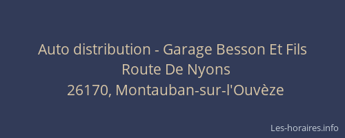 Auto distribution - Garage Besson Et Fils