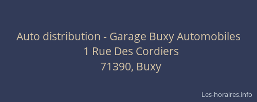 Auto distribution - Garage Buxy Automobiles