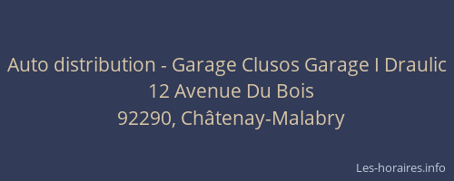 Auto distribution - Garage Clusos Garage I Draulic