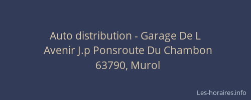Auto distribution - Garage De L