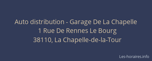 Auto distribution - Garage De La Chapelle