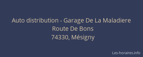 Auto distribution - Garage De La Maladiere