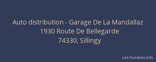 Auto distribution - Garage De La Mandallaz