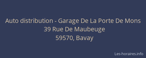 Auto distribution - Garage De La Porte De Mons
