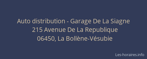 Auto distribution - Garage De La Siagne