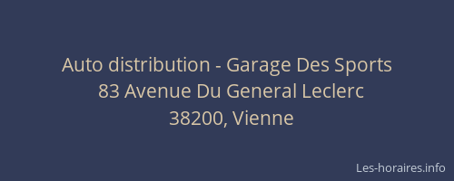 Auto distribution - Garage Des Sports