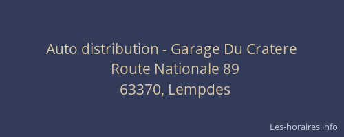Auto distribution - Garage Du Cratere