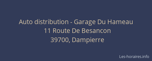 Auto distribution - Garage Du Hameau