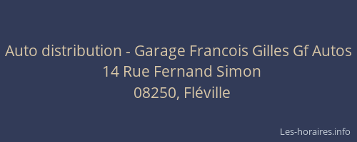 Auto distribution - Garage Francois Gilles Gf Autos