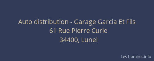 Auto distribution - Garage Garcia Et Fils