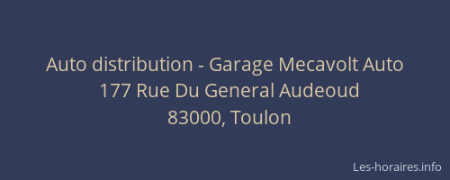 Auto distribution - Garage Mecavolt Auto