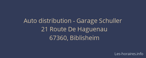 Auto distribution - Garage Schuller
