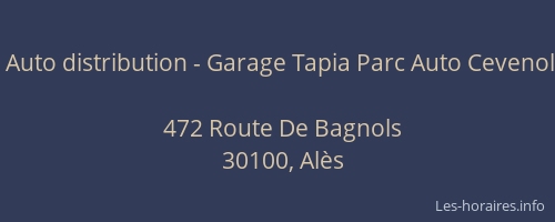 Auto distribution - Garage Tapia Parc Auto Cevenol