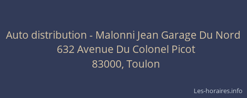 Auto distribution - Malonni Jean Garage Du Nord