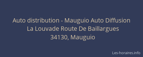 Auto distribution - Mauguio Auto Diffusion
