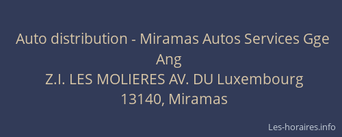 Auto distribution - Miramas Autos Services Gge Ang