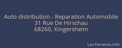 Auto distribution - Reparation Automobile
