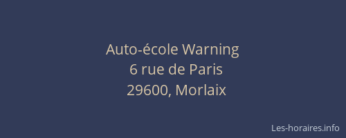 Auto-&eacute;cole Warning