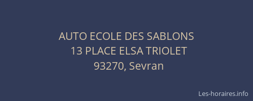 AUTO ECOLE DES SABLONS