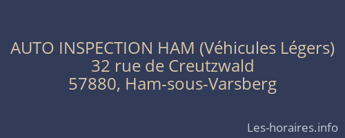AUTO INSPECTION HAM (Véhicules Légers)