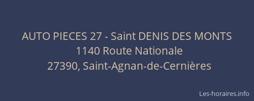 AUTO PIECES 27 - Saint DENIS DES MONTS
