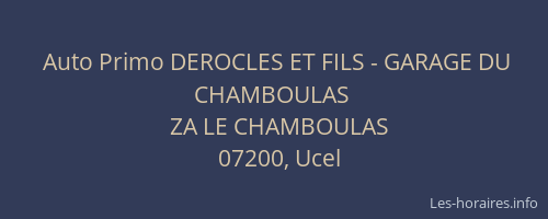 Auto Primo DEROCLES ET FILS - GARAGE DU CHAMBOULAS