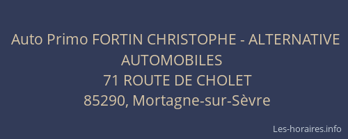 Auto Primo FORTIN CHRISTOPHE - ALTERNATIVE AUTOMOBILES