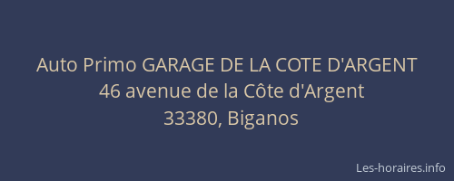 Auto Primo GARAGE DE LA COTE D'ARGENT