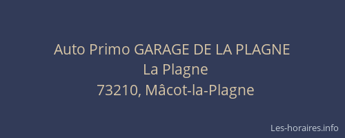 Auto Primo GARAGE DE LA PLAGNE
