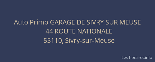 Auto Primo GARAGE DE SIVRY SUR MEUSE