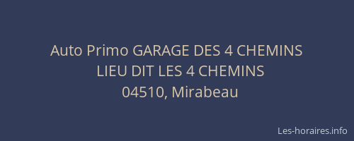 Auto Primo GARAGE DES 4 CHEMINS