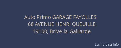 Auto Primo GARAGE FAYOLLES