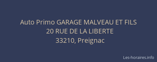 Auto Primo GARAGE MALVEAU ET FILS