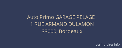 Auto Primo GARAGE PELAGE