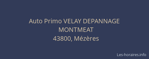Auto Primo VELAY DEPANNAGE