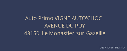 Auto Primo VIGNE AUTO'CHOC
