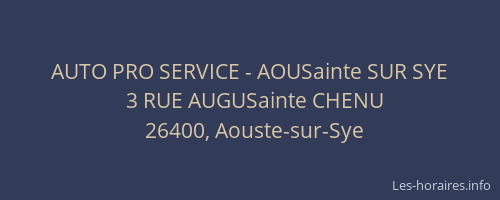 AUTO PRO SERVICE - AOUSainte SUR SYE