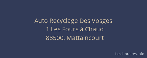 Auto Recyclage Des Vosges