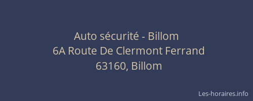 Auto s&eacute;curit&eacute; - Billom